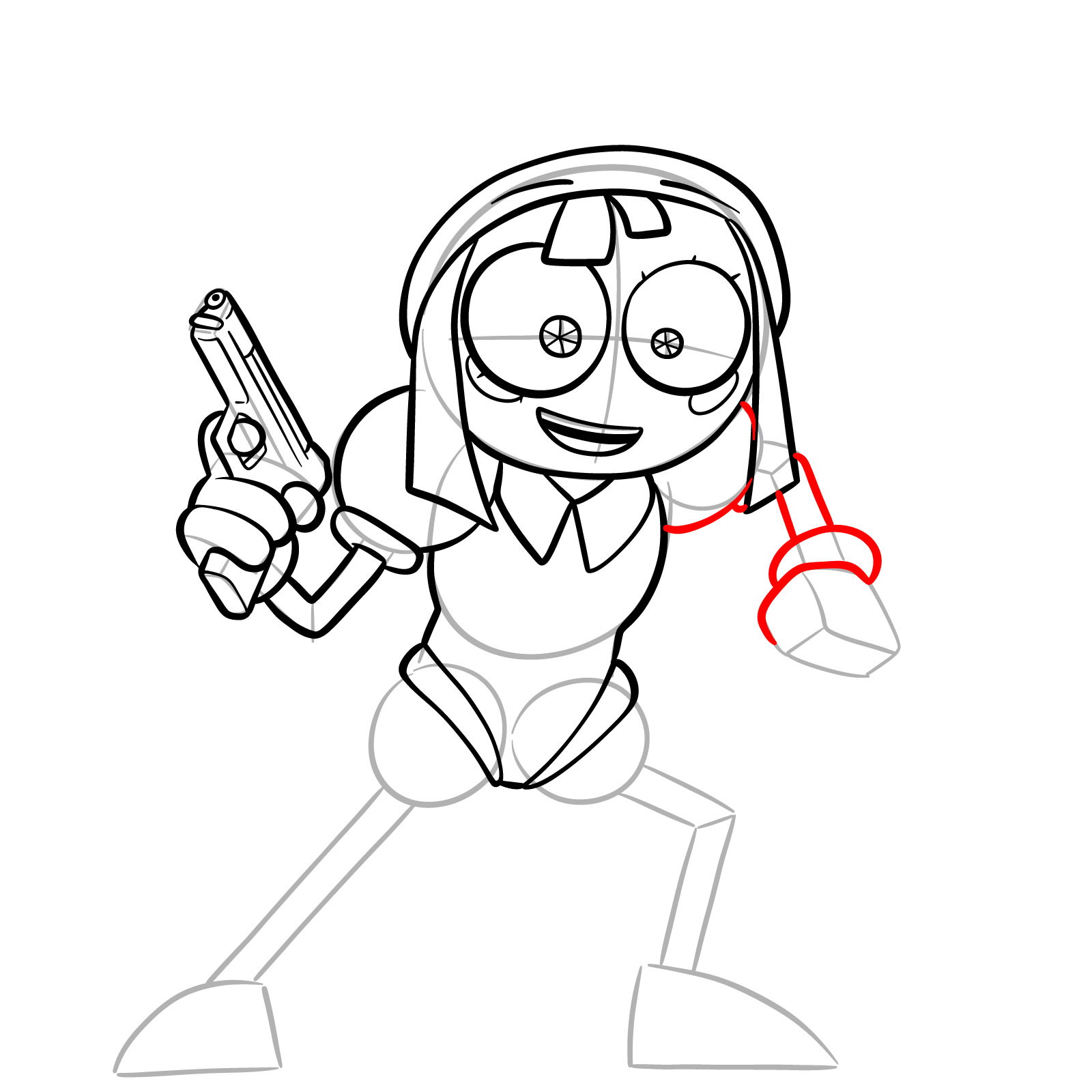 How to Draw Pomni with a Gun from the 6th Episode - step 15