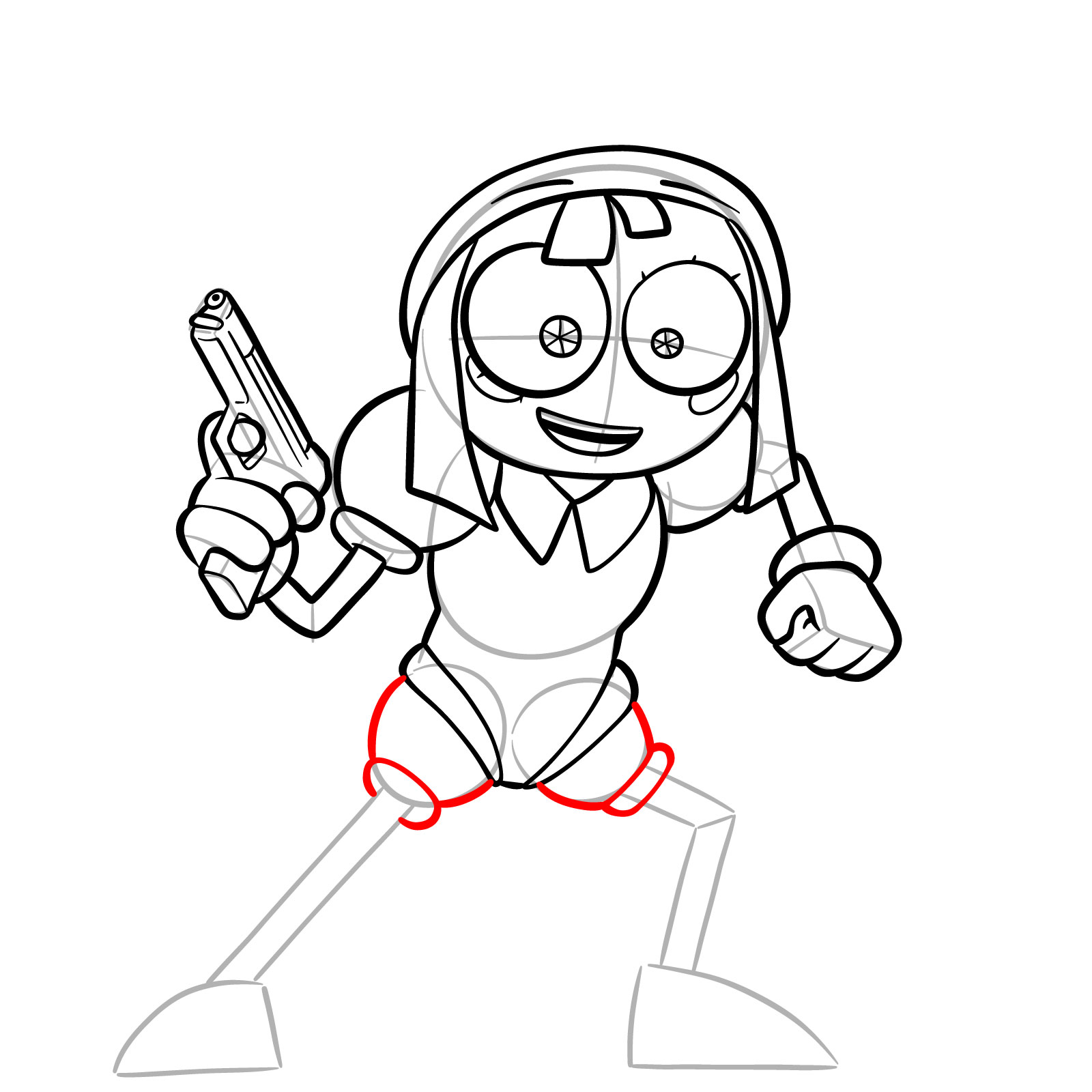 How to Draw Pomni with a Gun from the 6th Episode - step 17