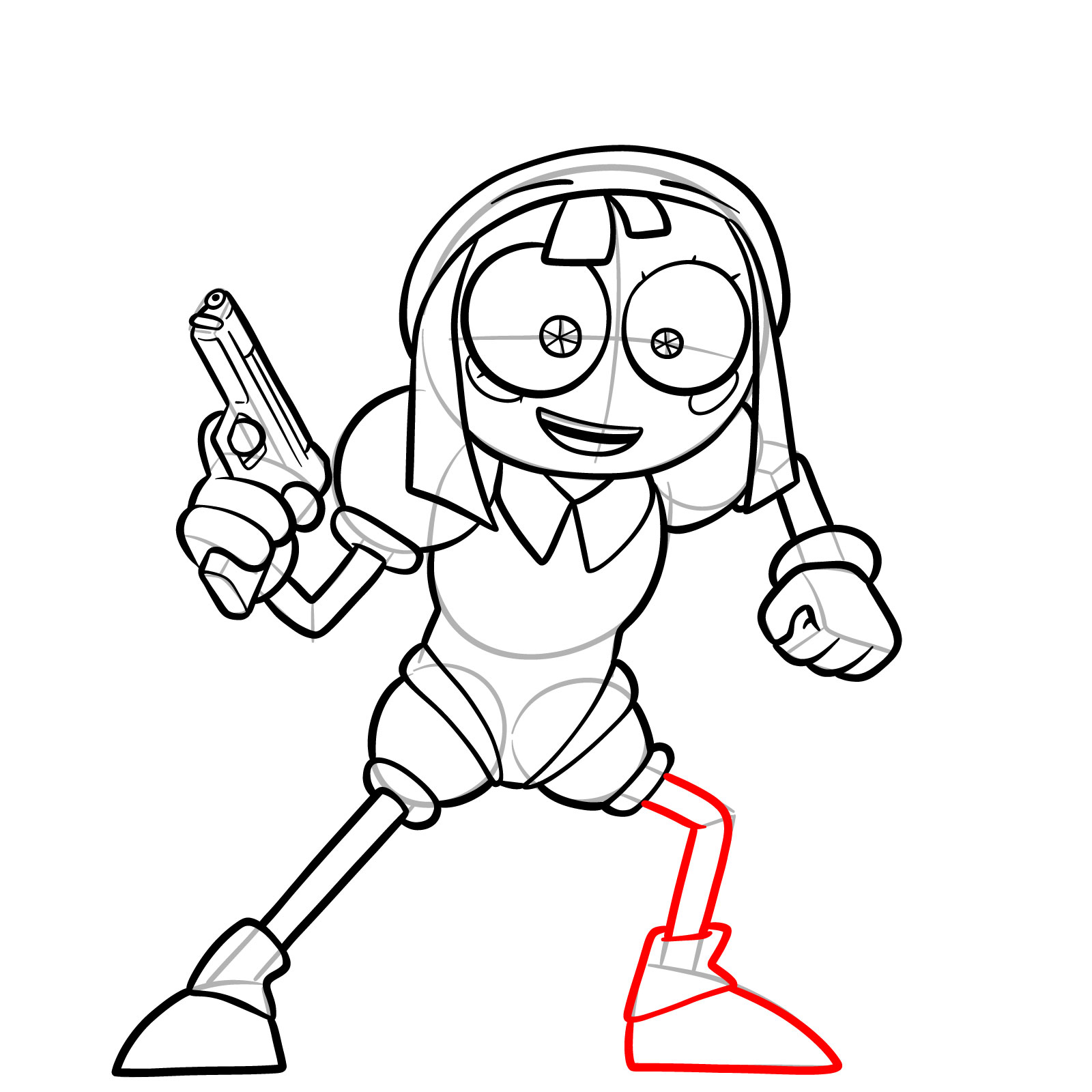 How to Draw Pomni with a Gun from the 6th Episode - step 19