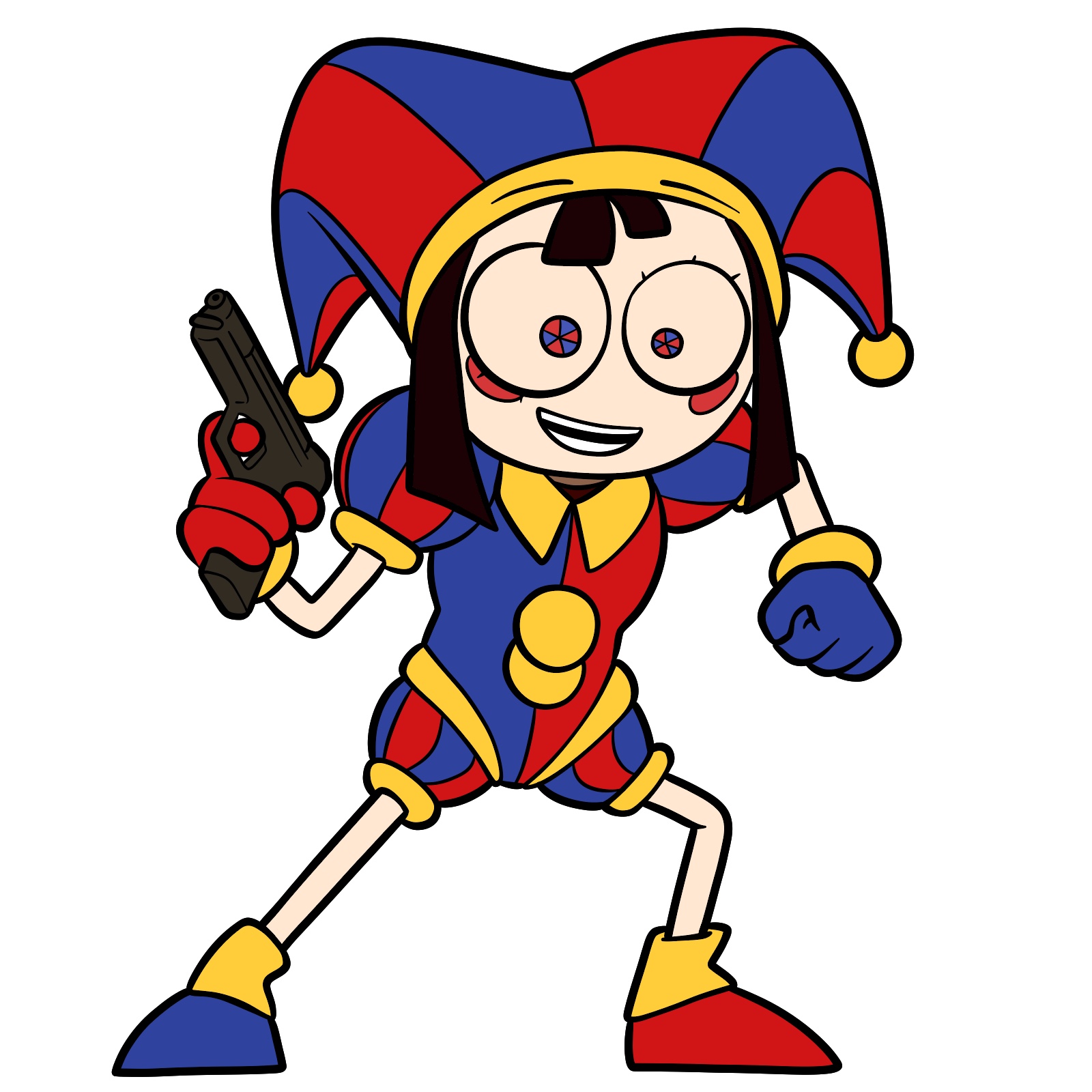 How to Draw Pomni with a Gun from the 6th Episode - final step