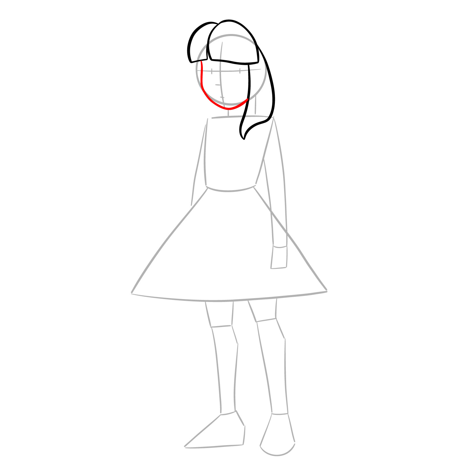 How to Draw Olivia Park from Knights of Guinevere - step 04