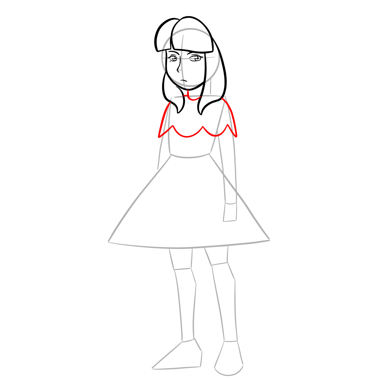 How to Draw Olivia Park from Knights of Guinevere - step 07