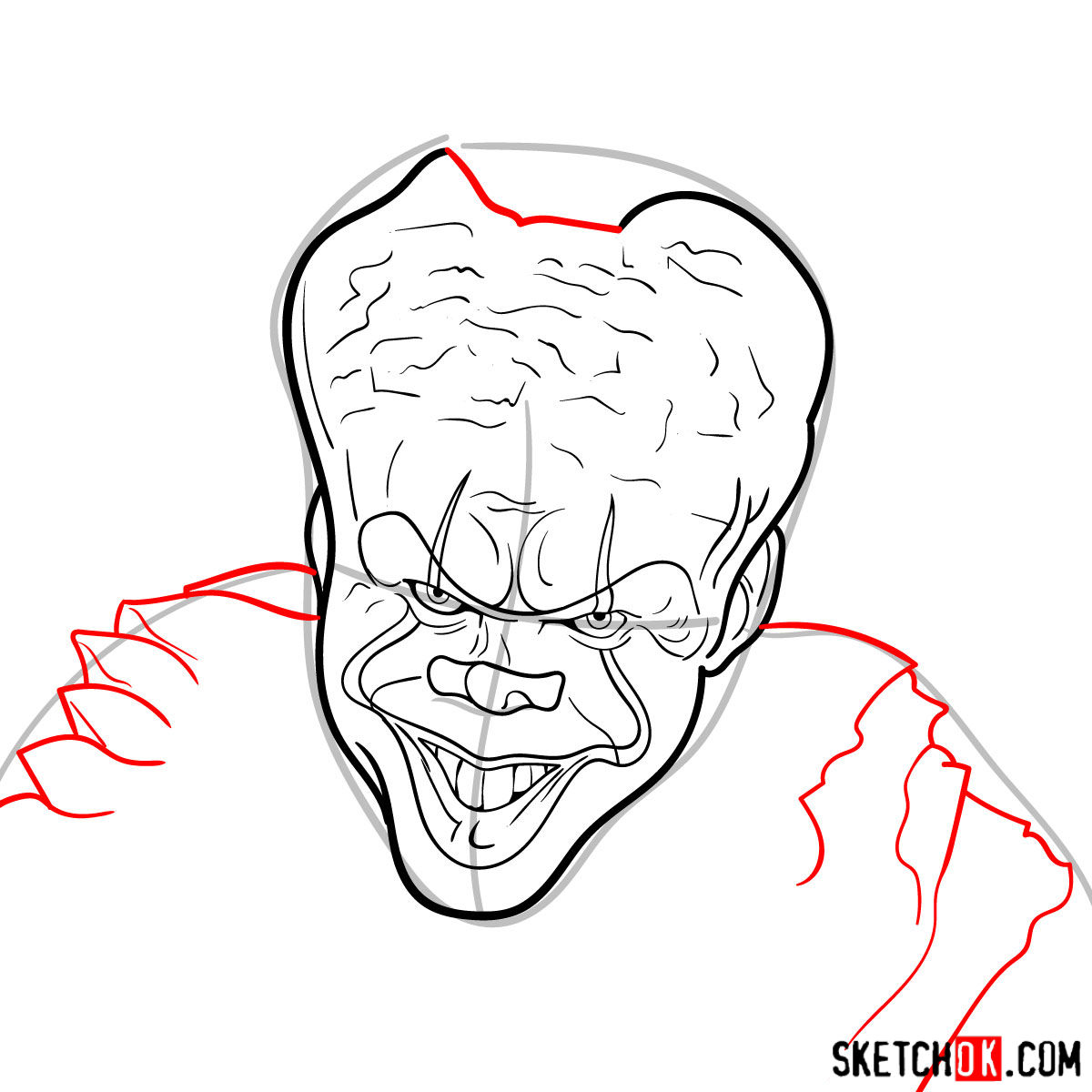 How to draw Pennywise the Dancing Clown step by step - step 09