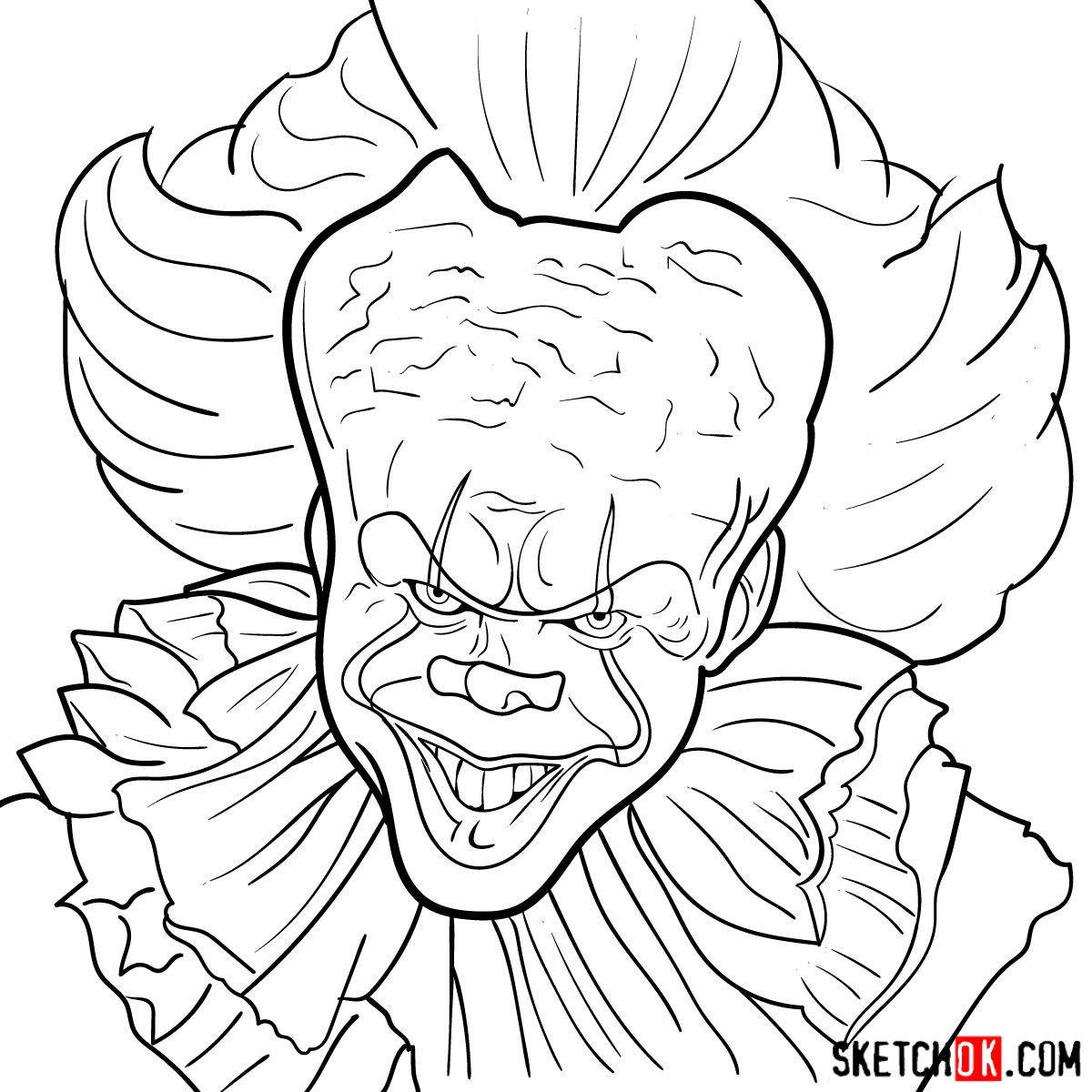 How to draw Pennywise the Dancing Clown step by step Step by step