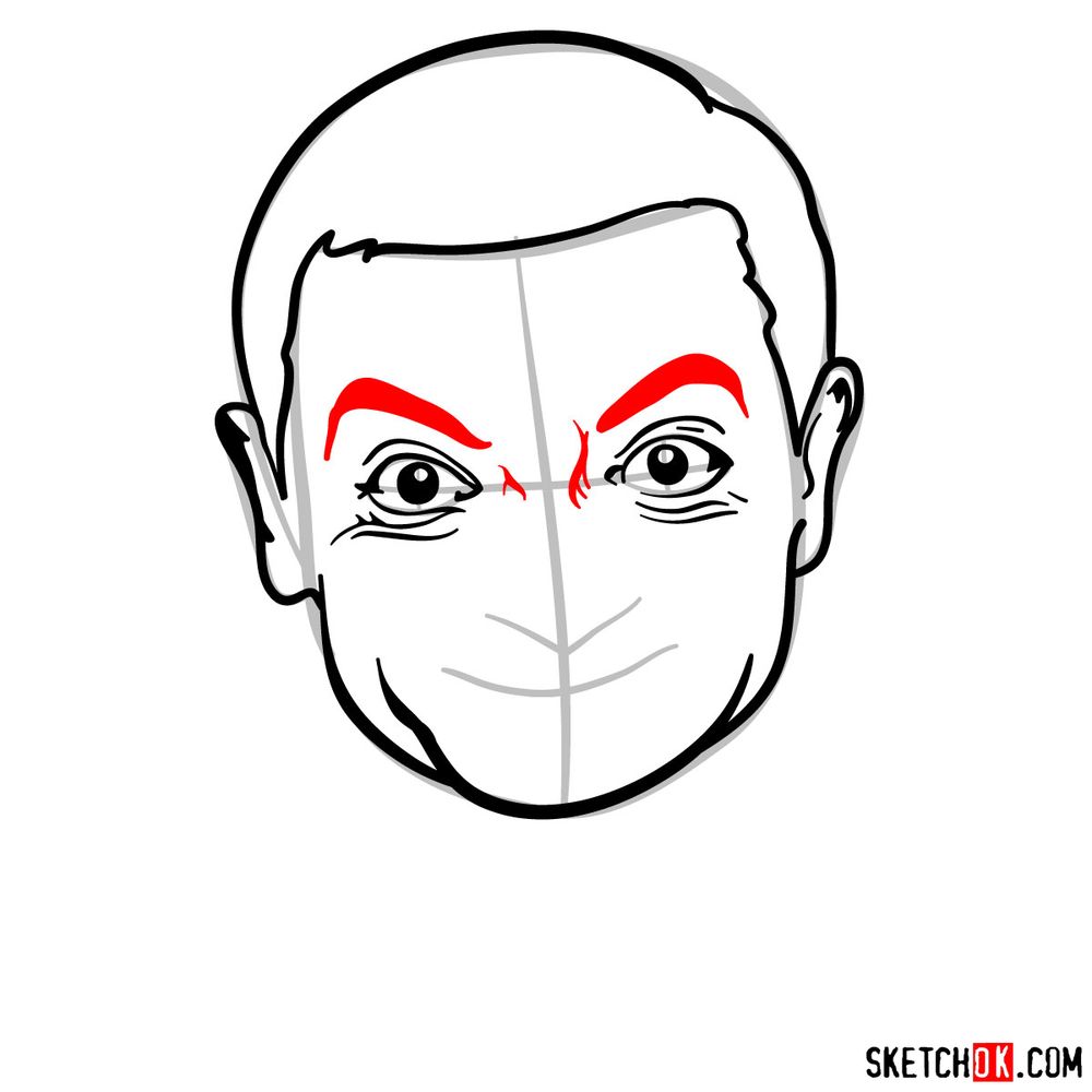 How to draw Mr. Bean - step 09