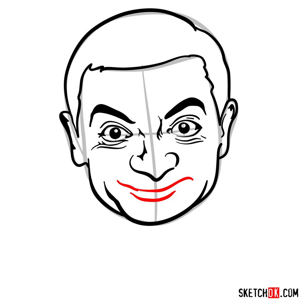 How to draw Mr. Bean (Rowan Atkinson) Sketchok easy drawing guides