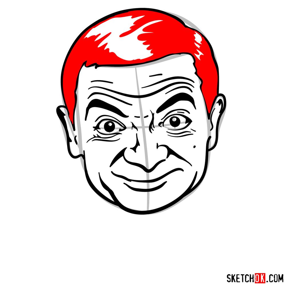 How to draw Mr. Bean - step 14