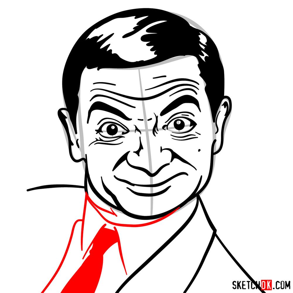 How to draw Mr. Bean - step 16