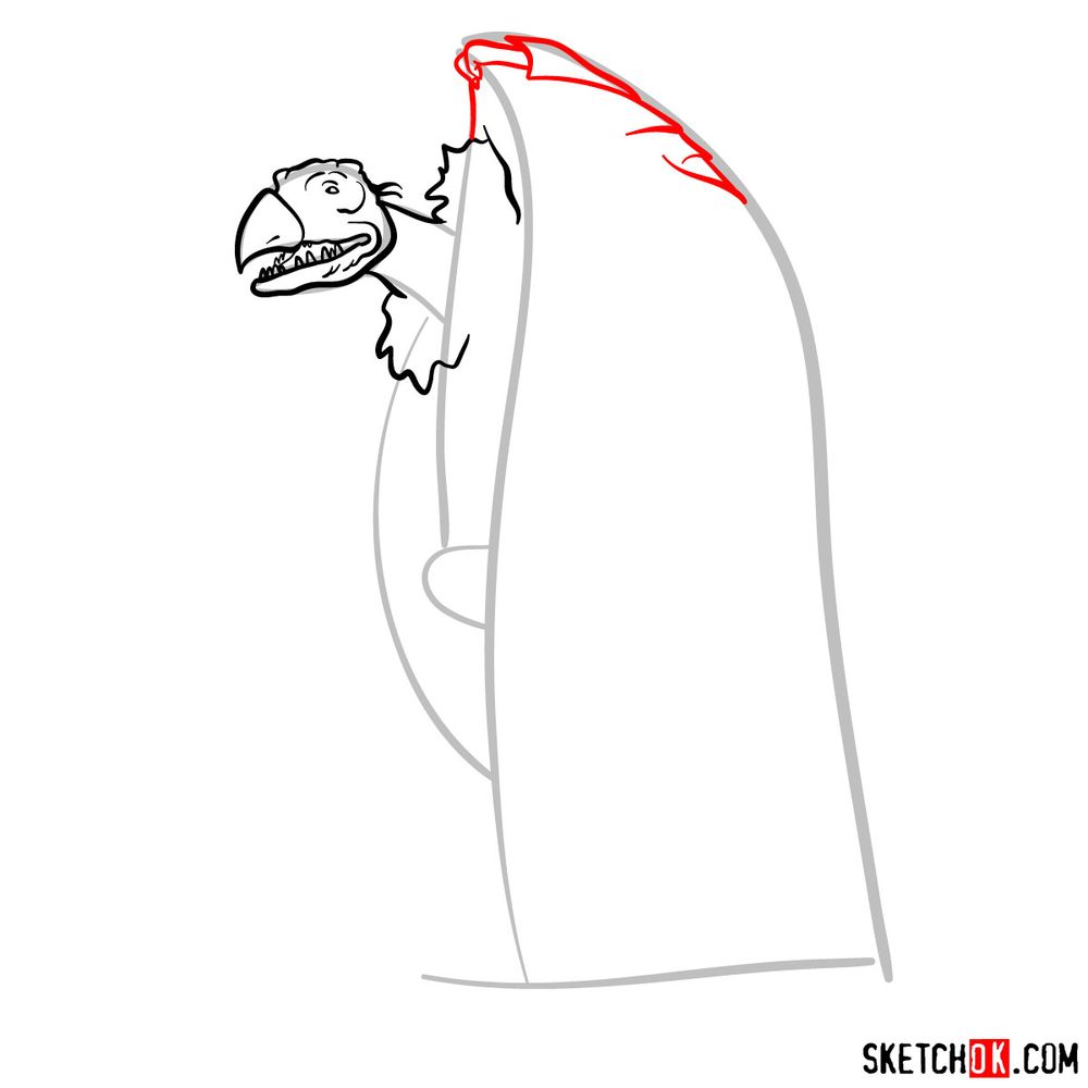 How to draw a Skeksis - step 06