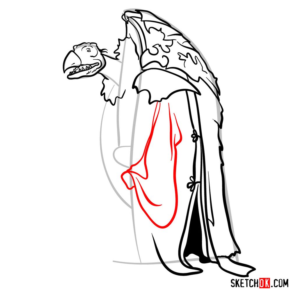 How to draw a Skeksis - step 11