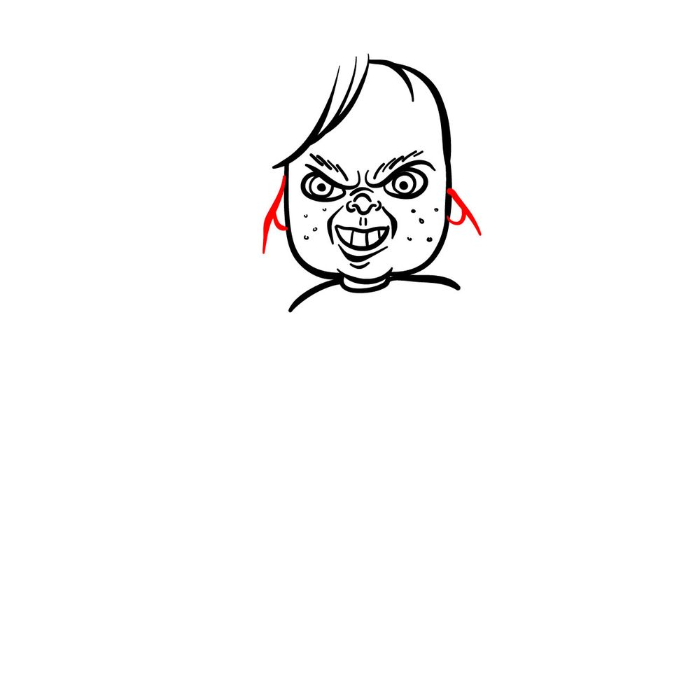 How to draw Chucky - step 11