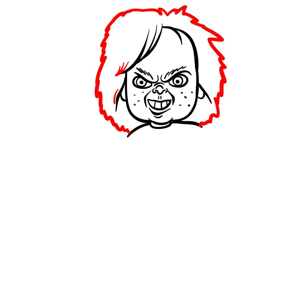 How to draw Chucky - step 12