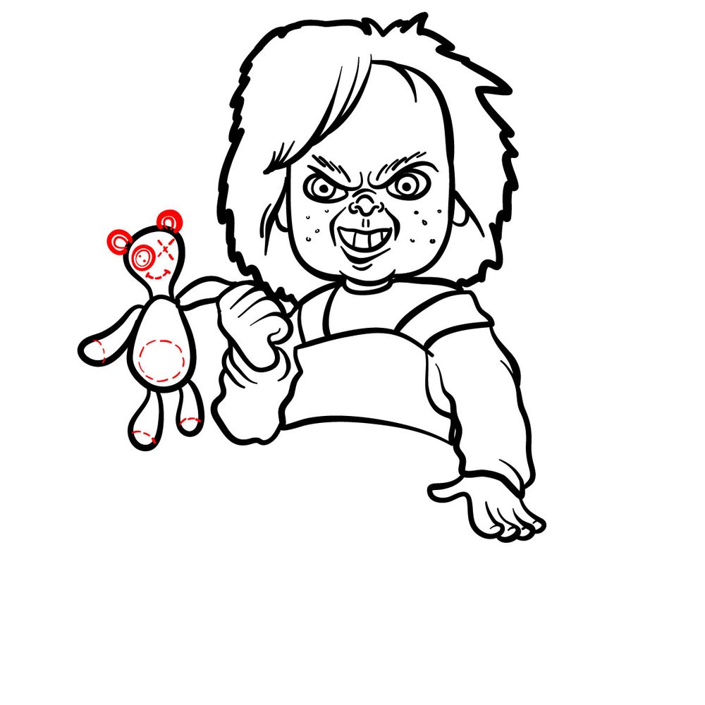 How to draw Chucky - step 22