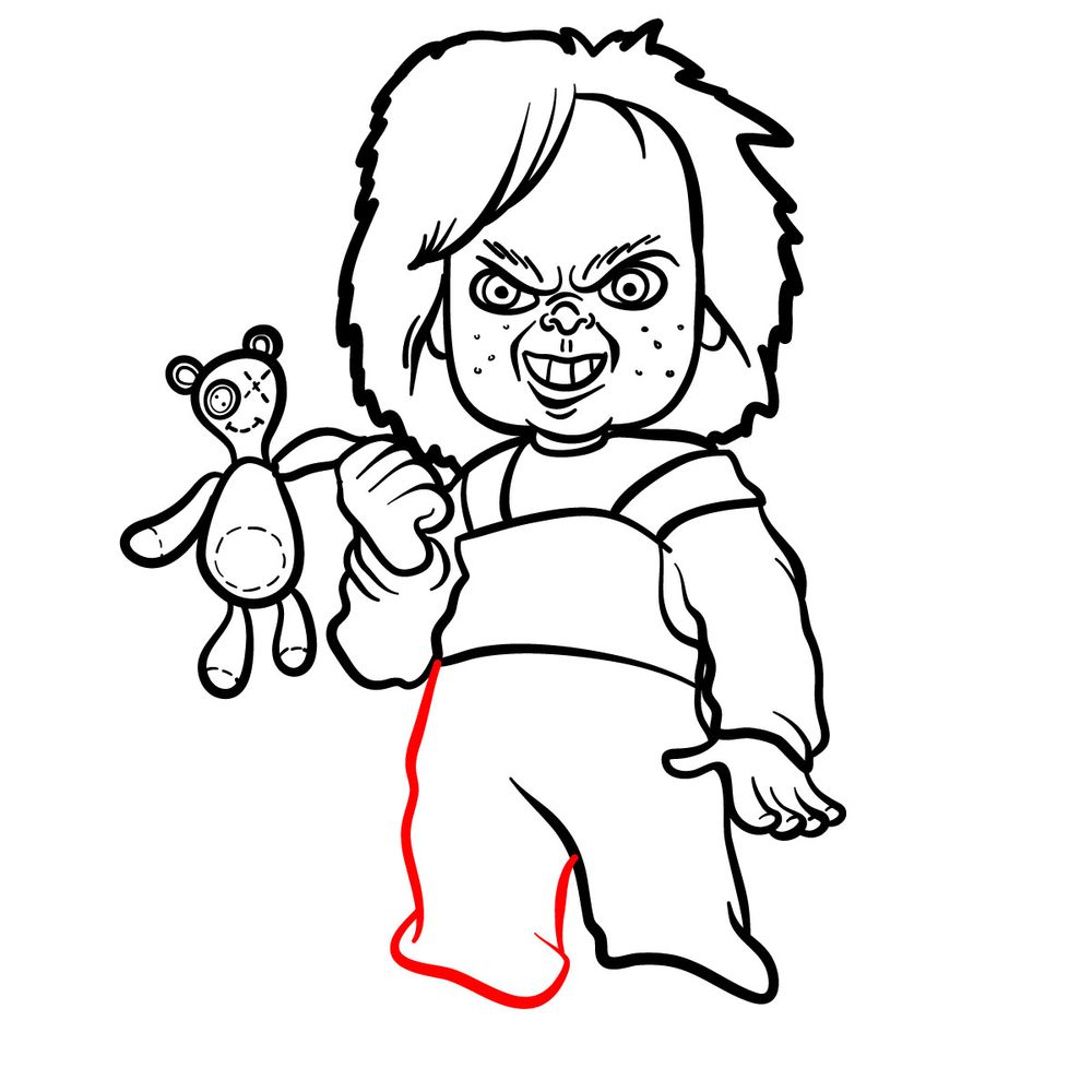 How to draw Chucky - step 24