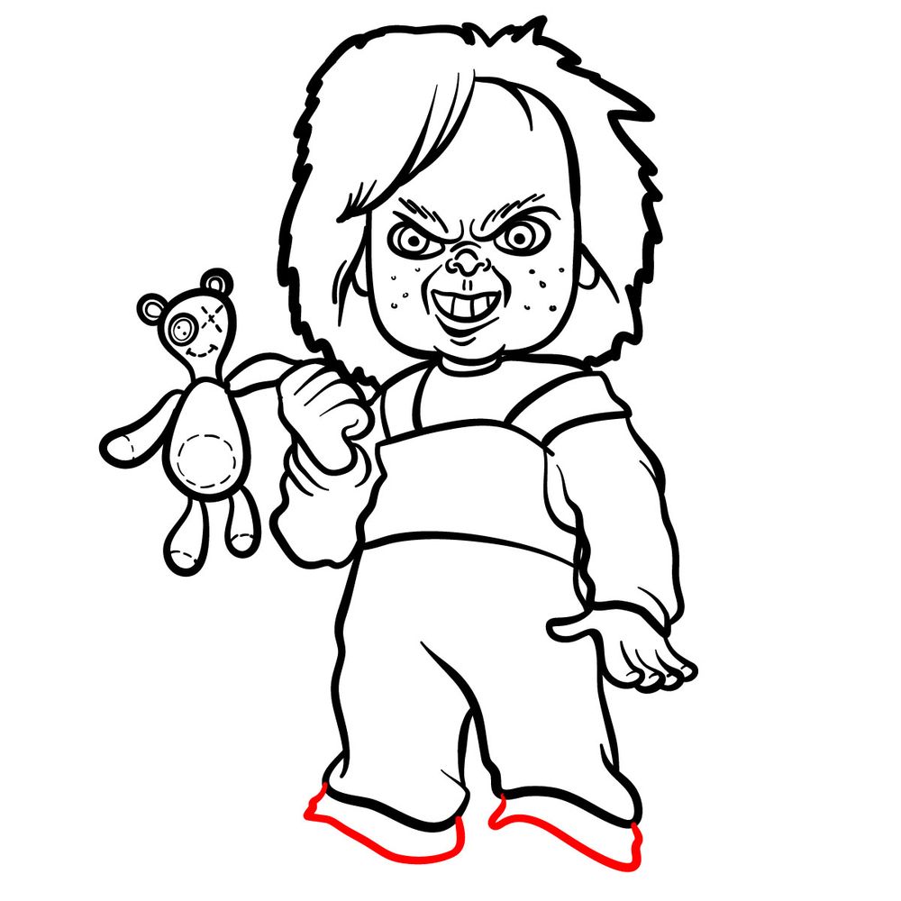 How to draw Chucky - step 25