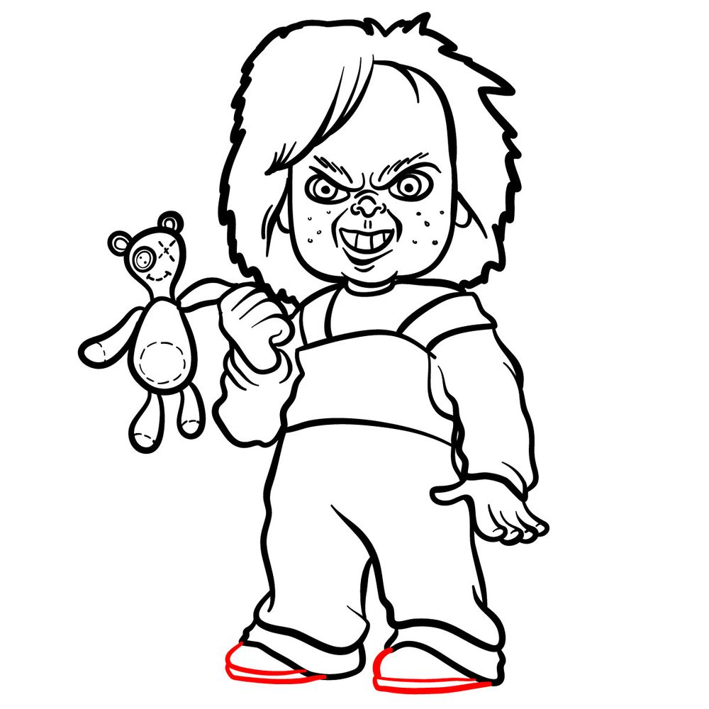 How to draw Chucky - step 26