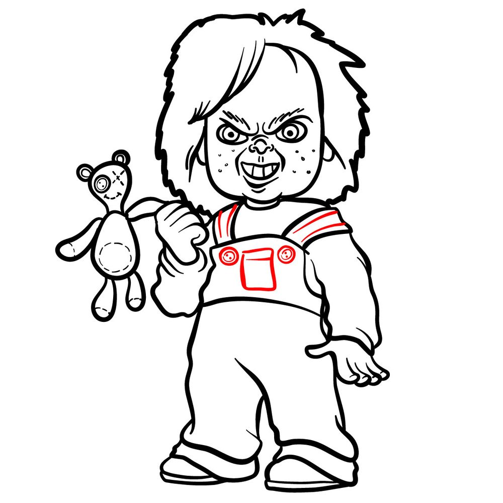 How to draw Chucky - step 27