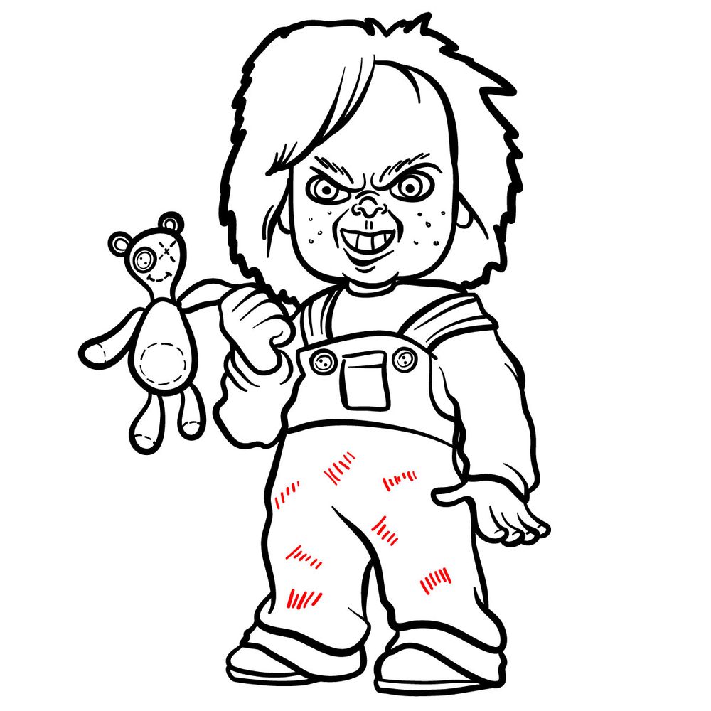 How to draw Chucky - step 28