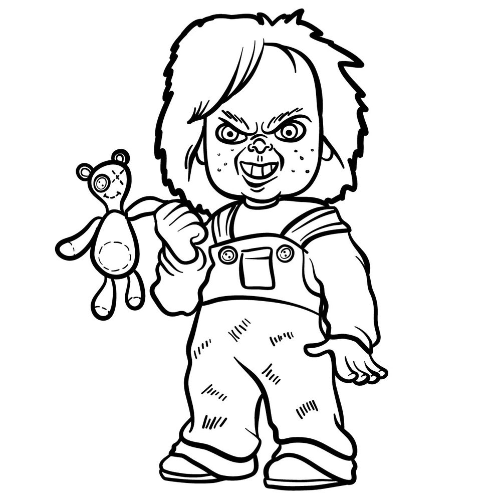 chucky black and white drawing - nba-2k15-my-park-tips