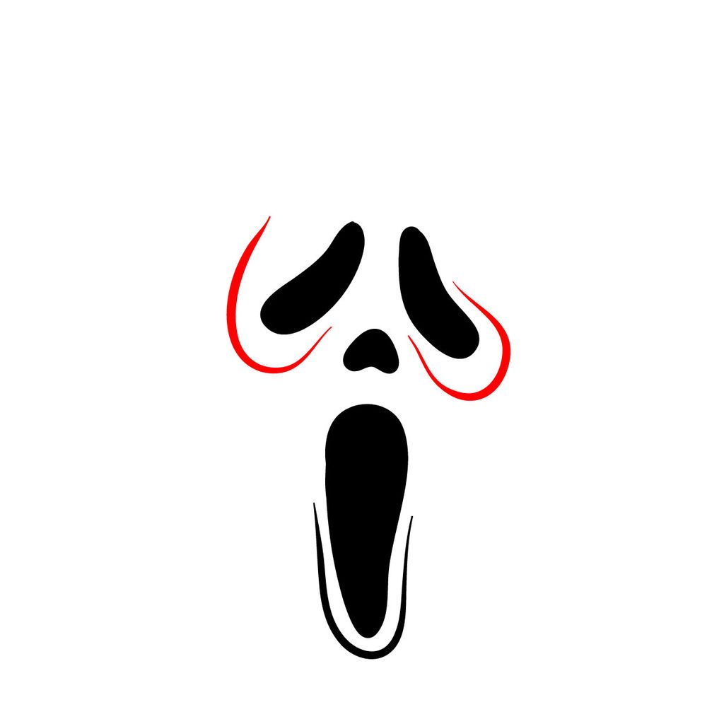 How to draw Ghostface (the Scream Mask) - step 05