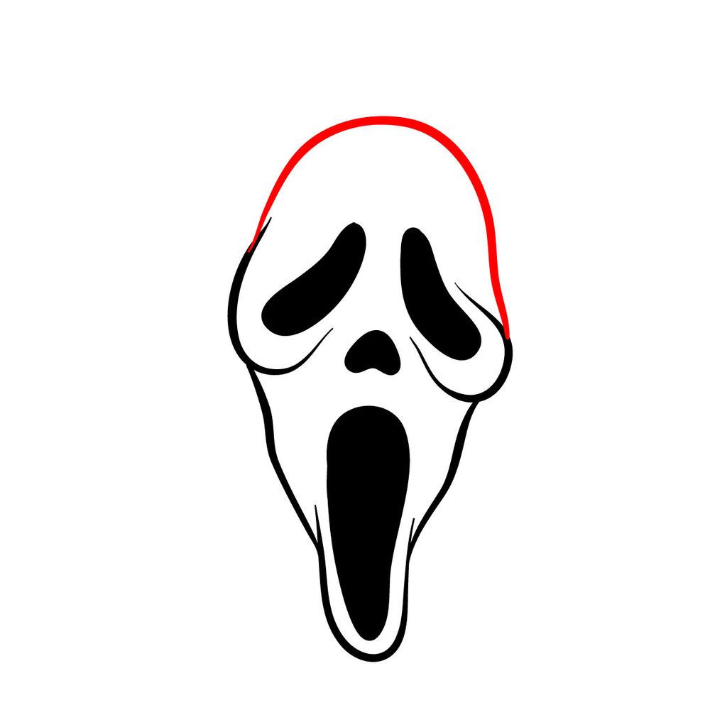 How to draw Ghostface (the Scream Mask) - step 07