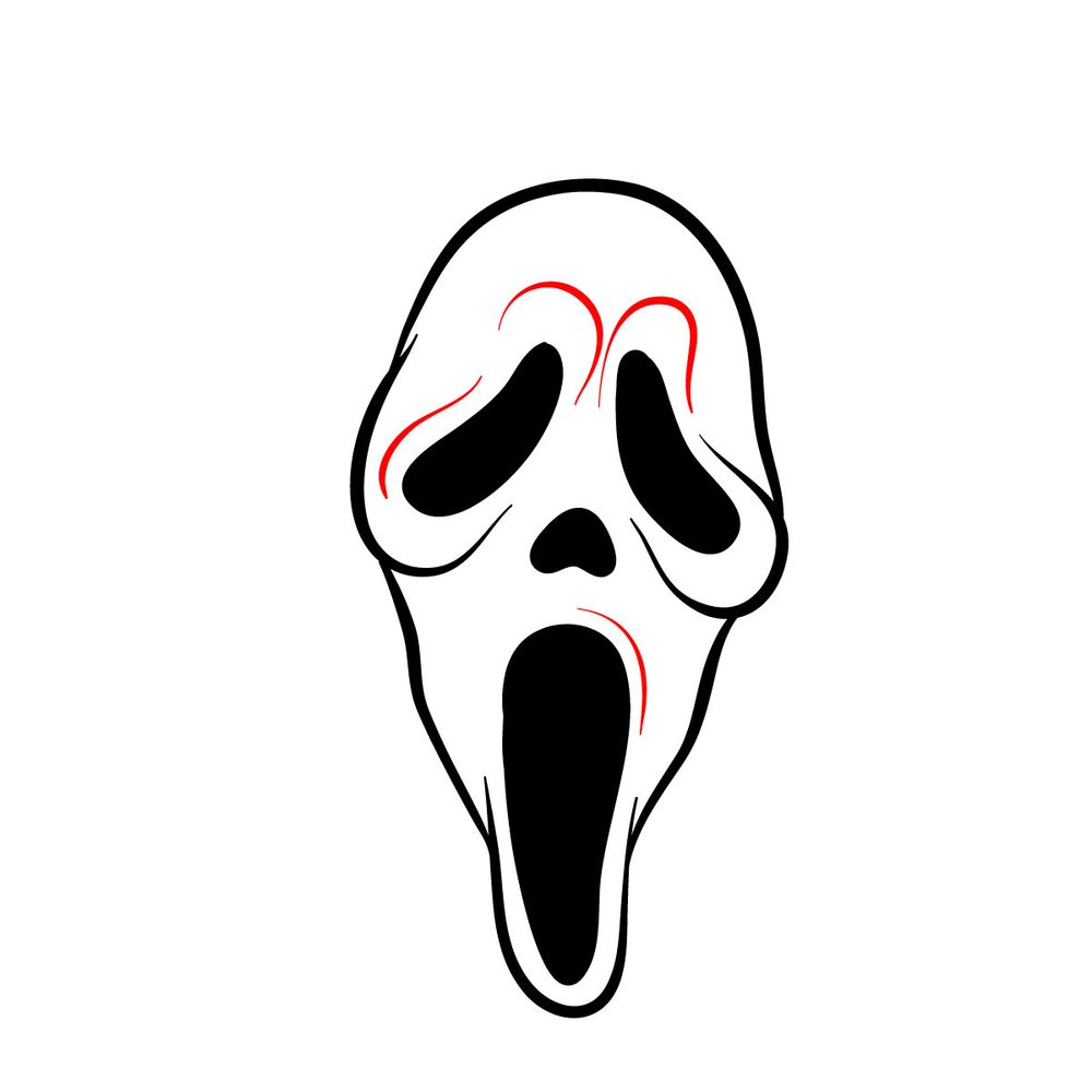 How to draw Ghostface (the Scream Mask) - step 08