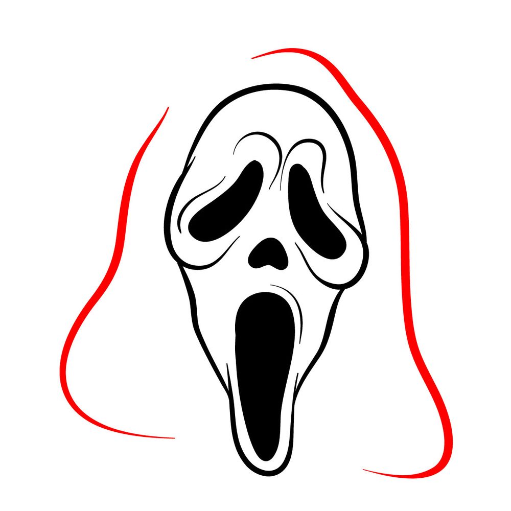 How To Draw Ghostface The Scream Mask Sketchok Drawing Guides   09 