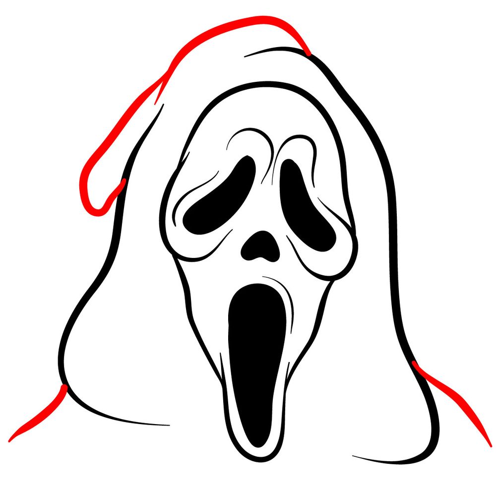 How to draw Ghostface (the Scream Mask) - step 10