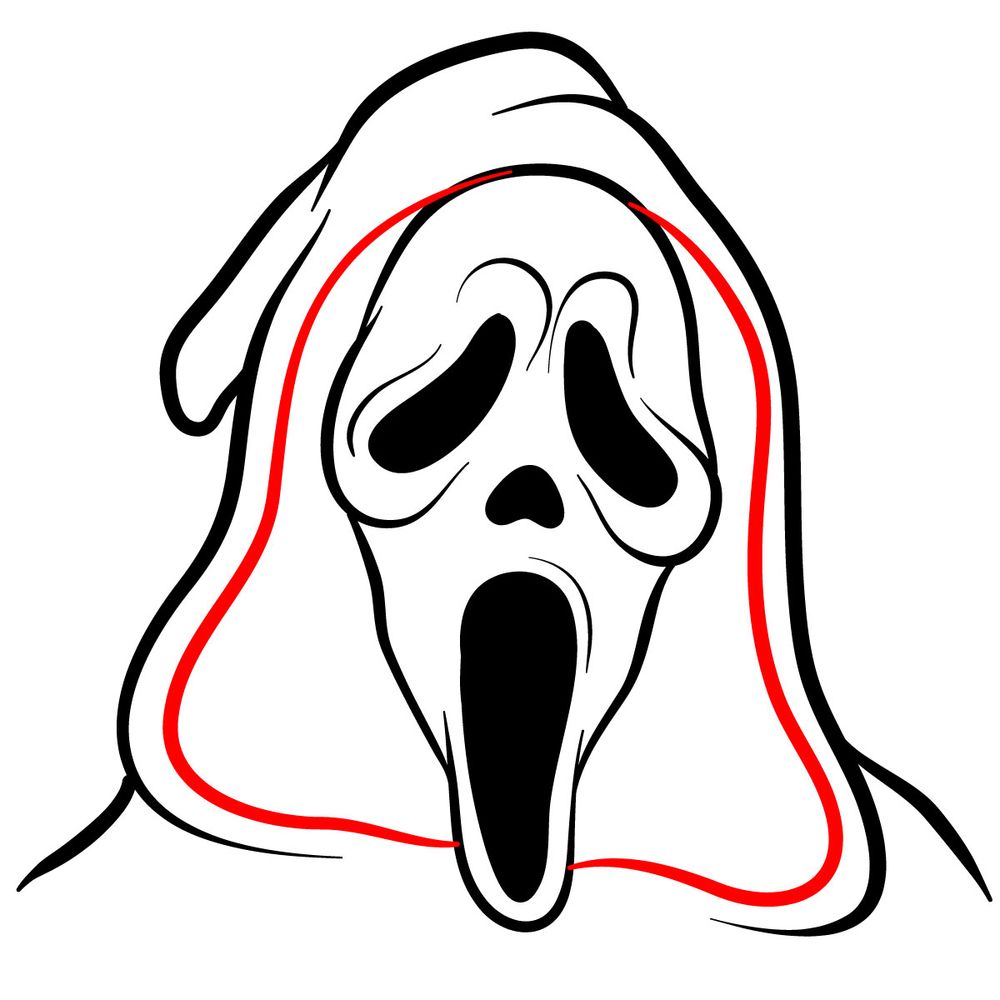 How to draw Ghostface (the Scream Mask) - step 11