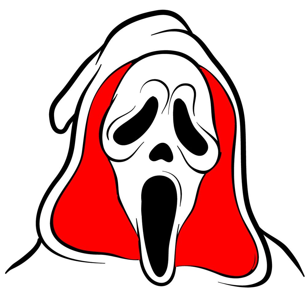 How to draw Ghostface (the Scream Mask) - step 12