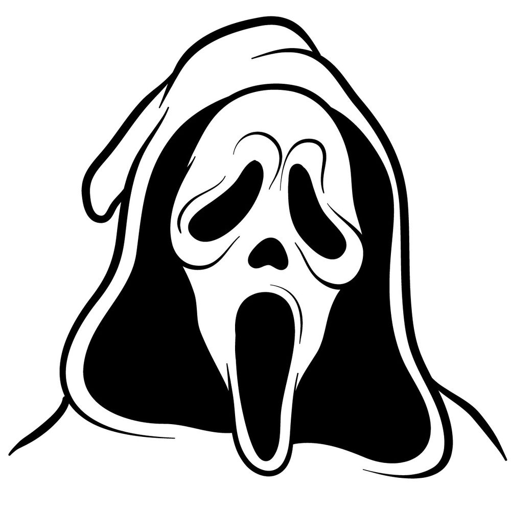 How to draw Ghostface (the Scream Mask) - Sketchok drawing guides.