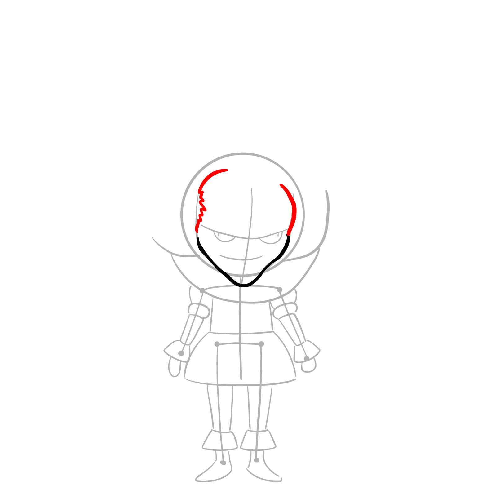 How to draw chibi Pennywise - step 05