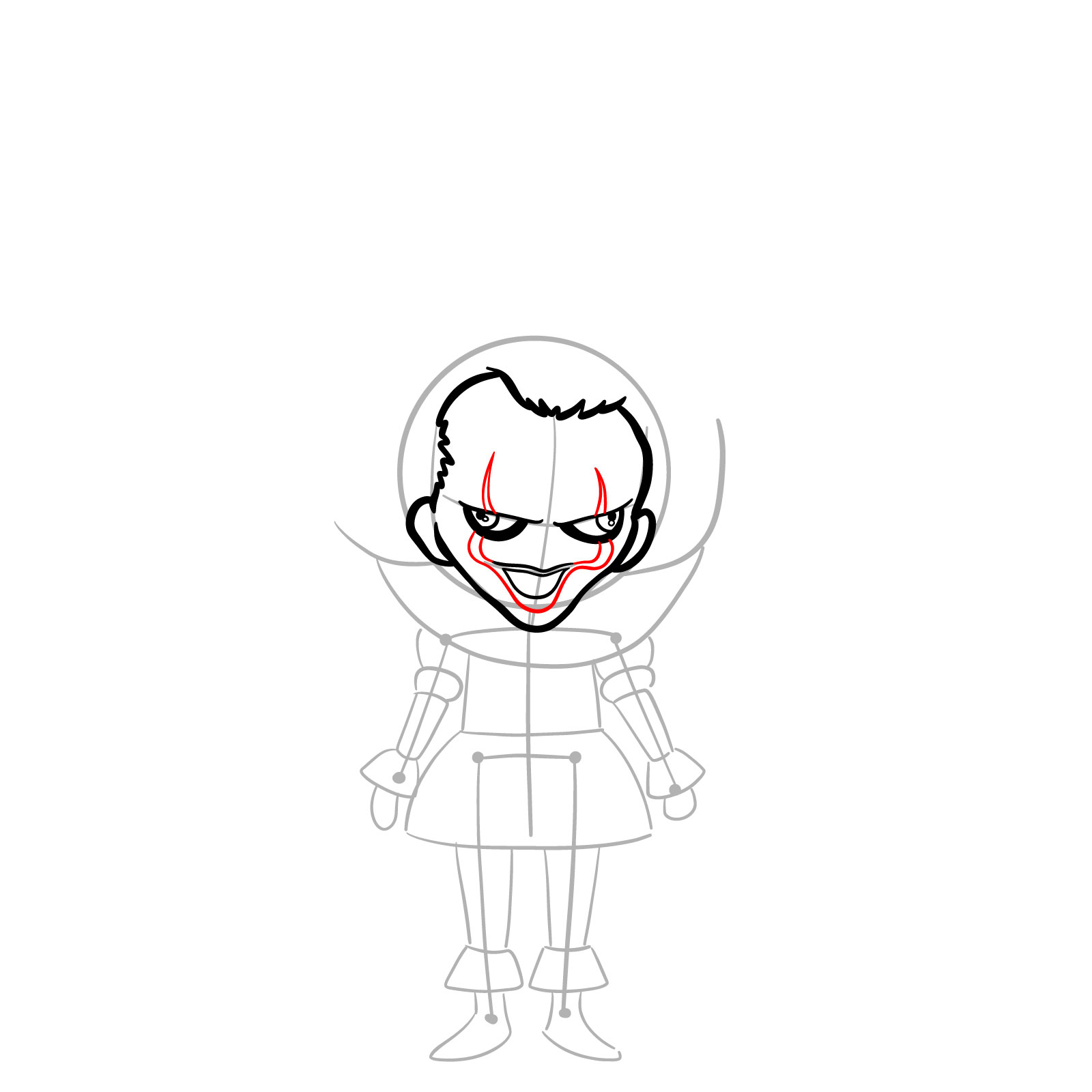 How to draw chibi Pennywise - step 11