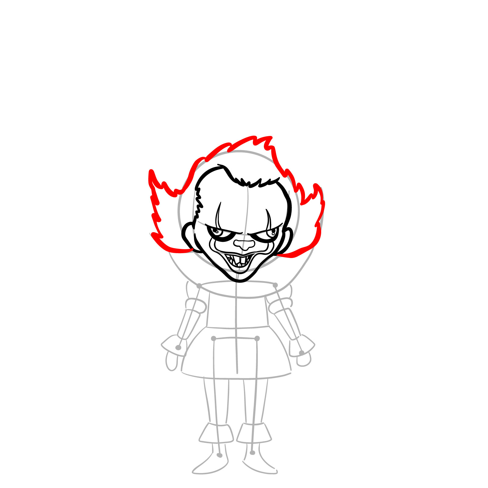 How to draw chibi Pennywise - step 13