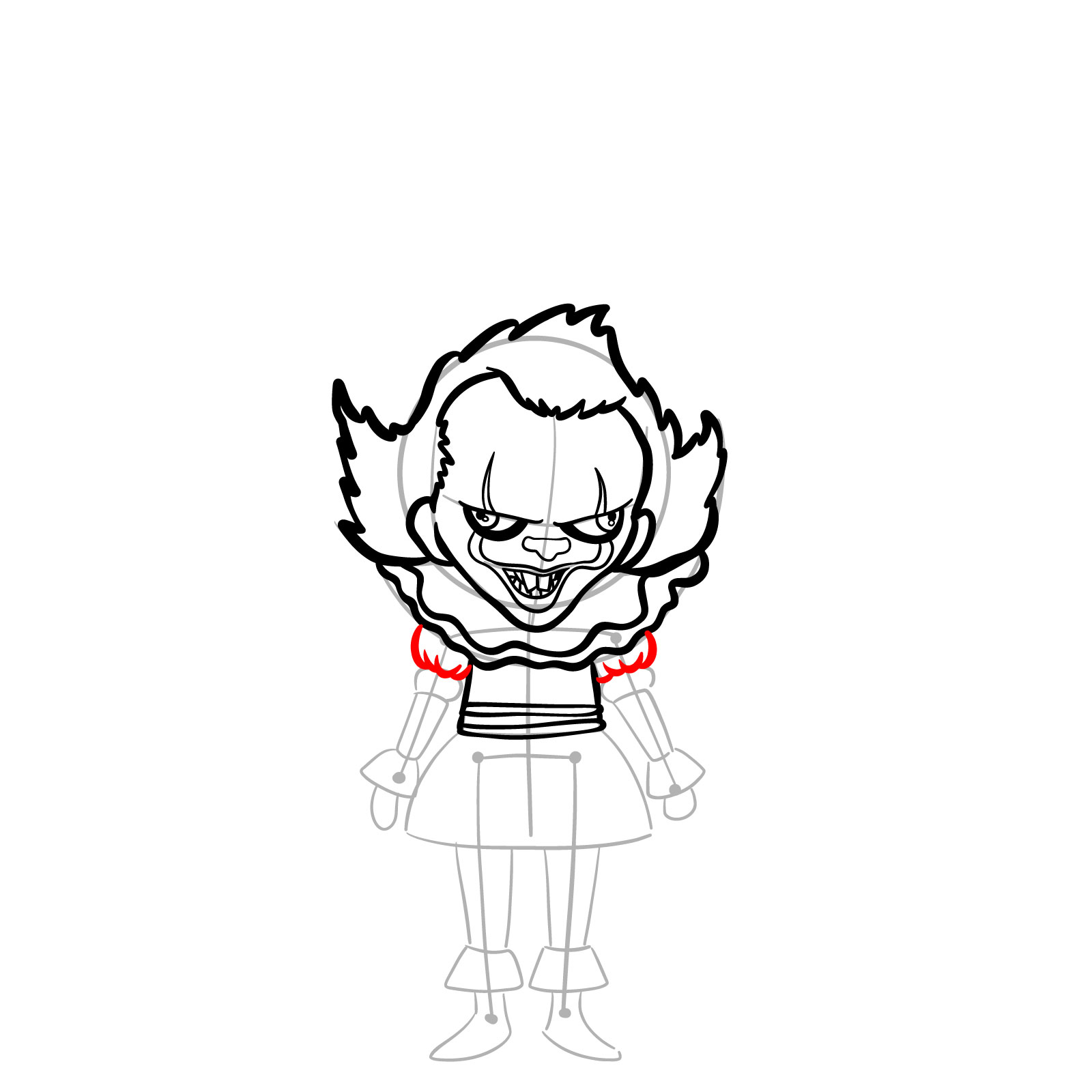 How to draw chibi Pennywise - step 17