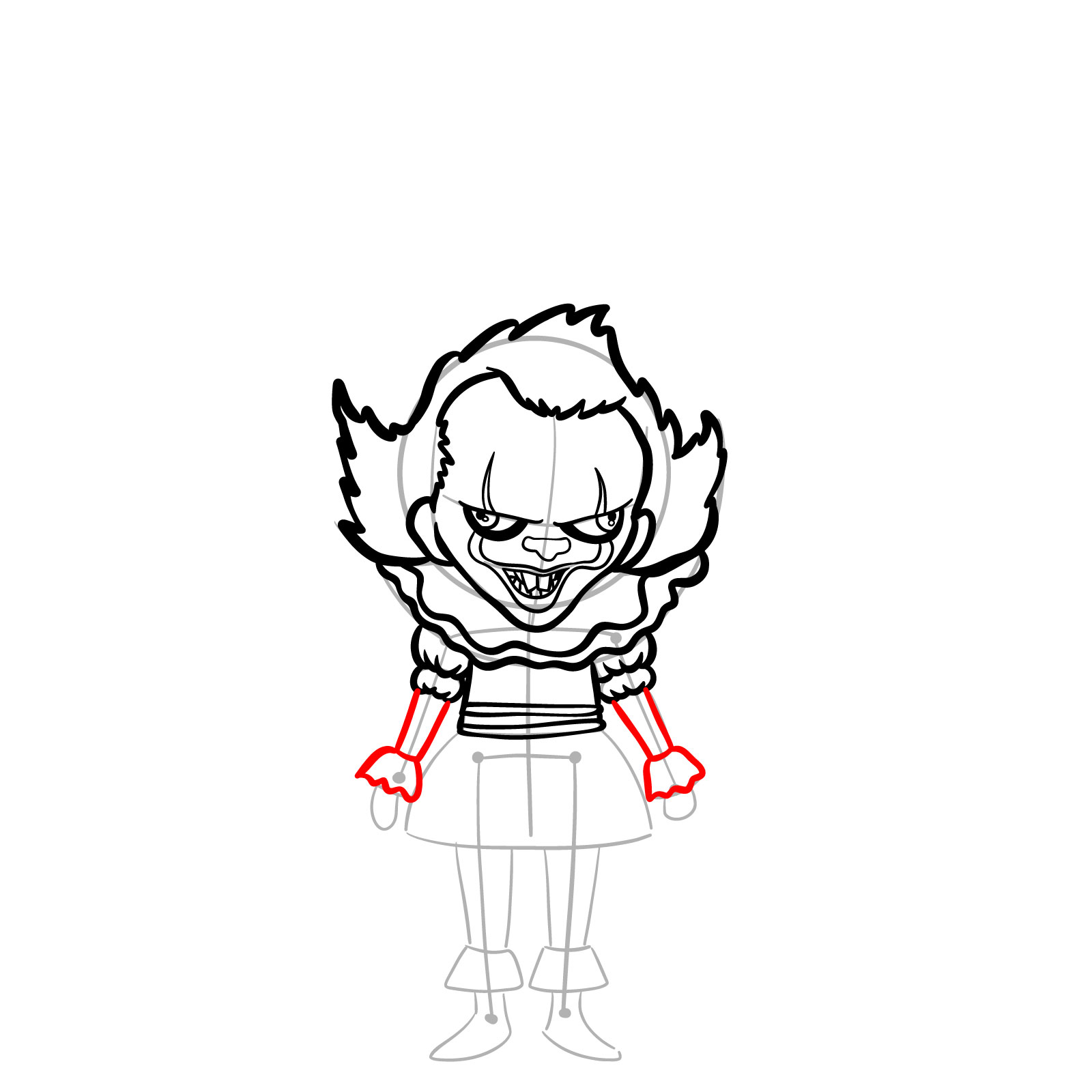 How to draw chibi Pennywise - step 19