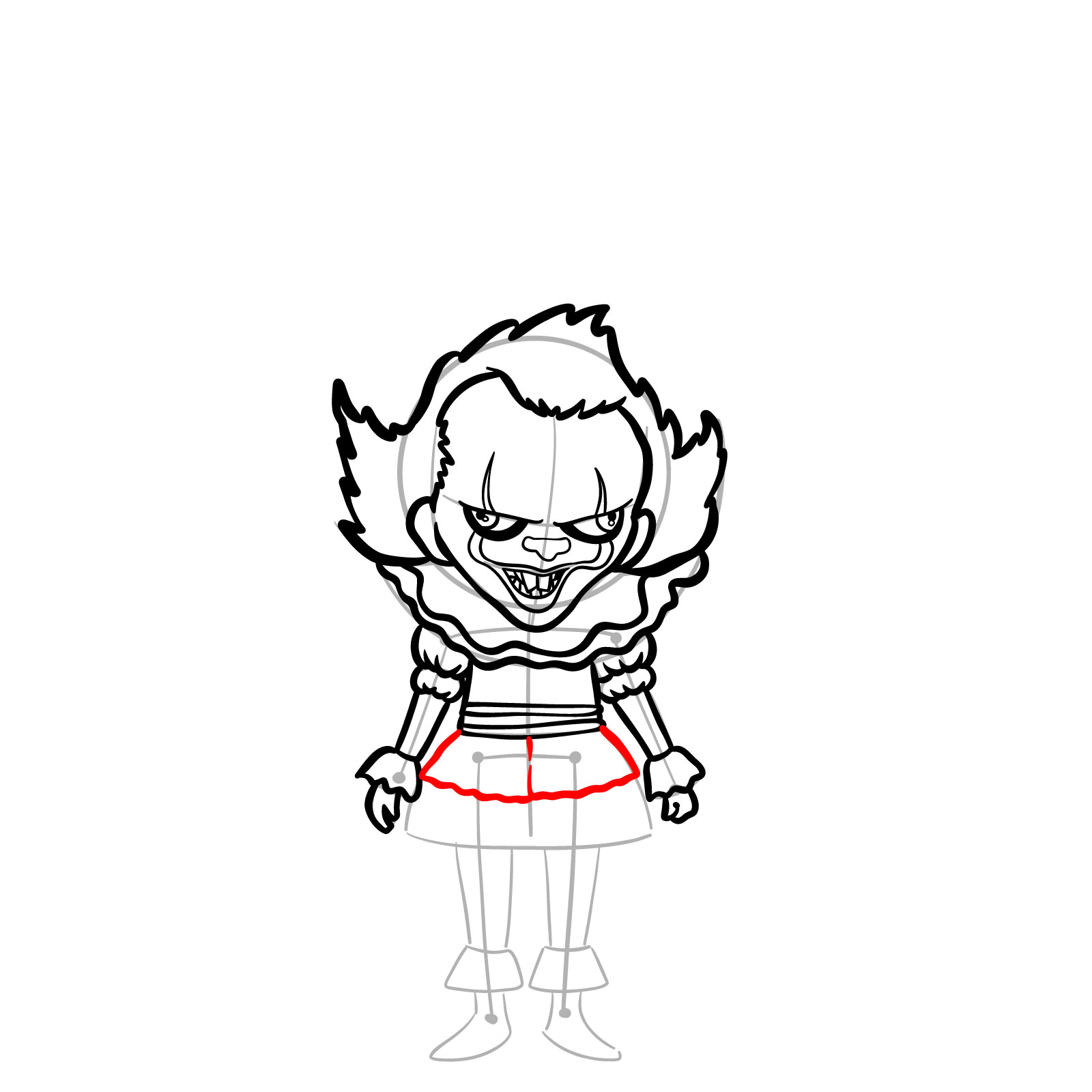 How to draw chibi Pennywise - step 21