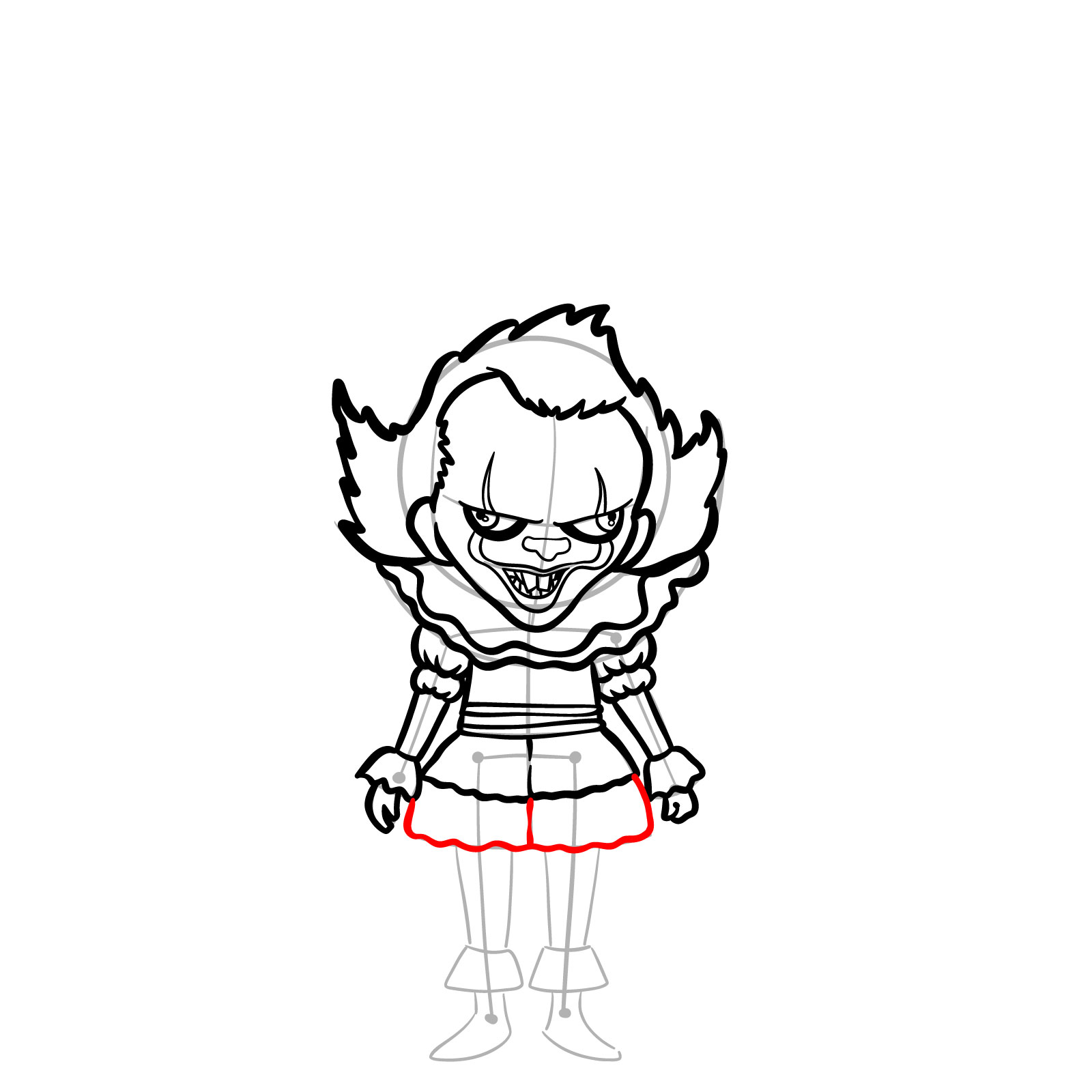 How to draw chibi Pennywise - step 22