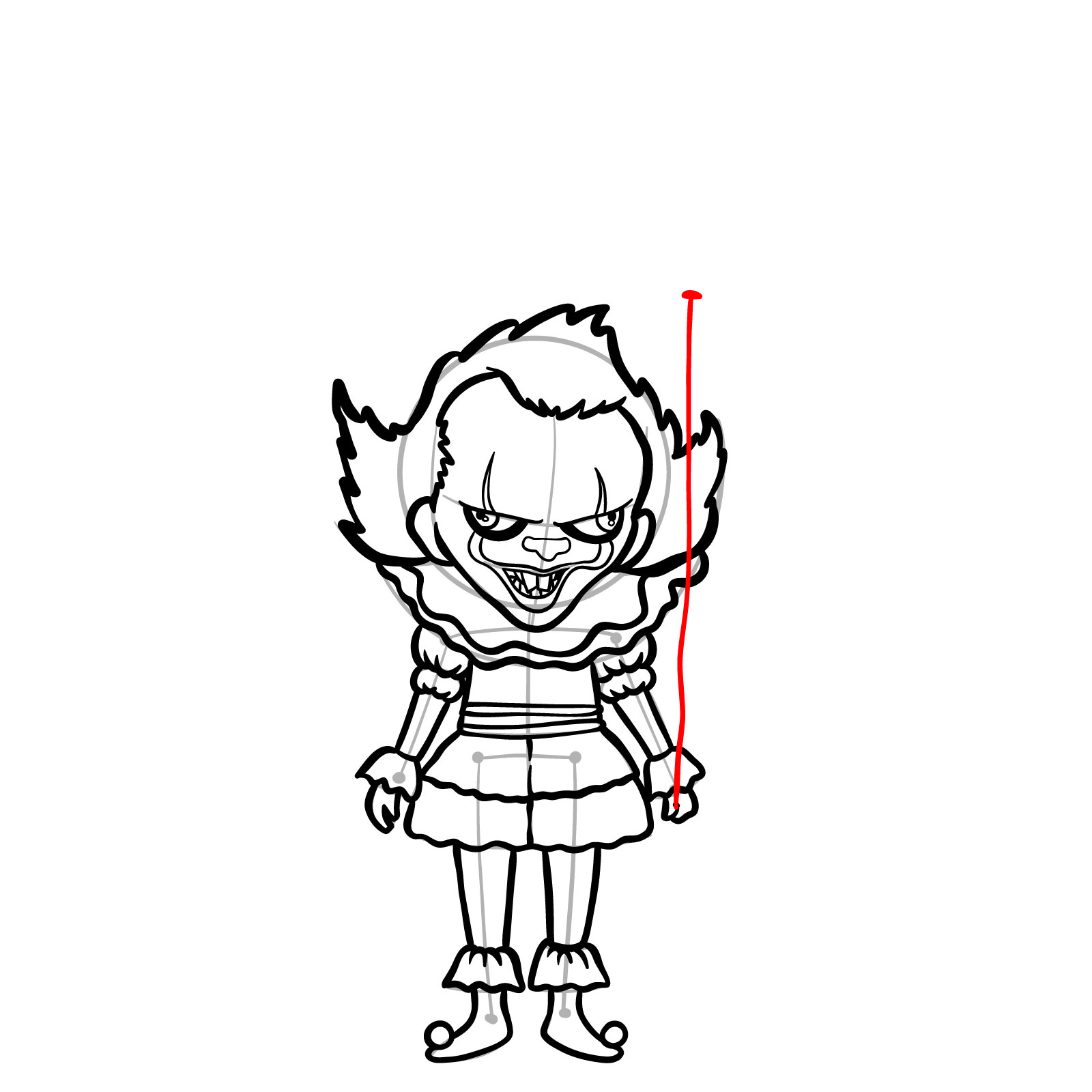 How to draw chibi Pennywise - step 25