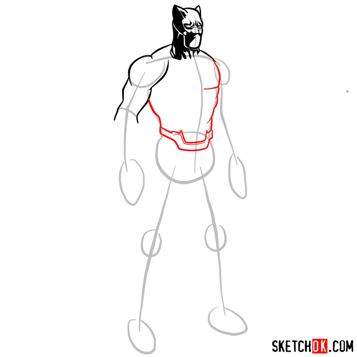 How to draw Black Panther from Marvel - step 06