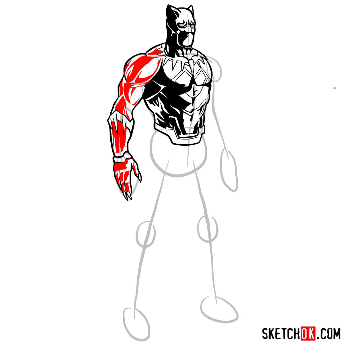 How to draw Black Panther from Marvel - step 10