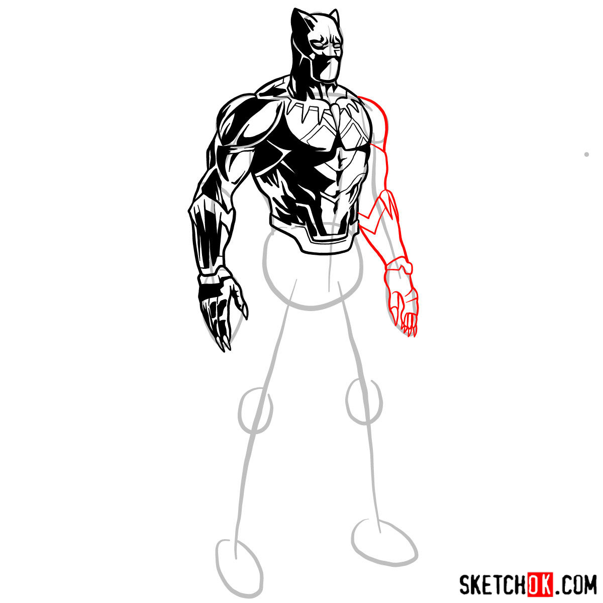 How to draw Black Panther from Marvel - step 11
