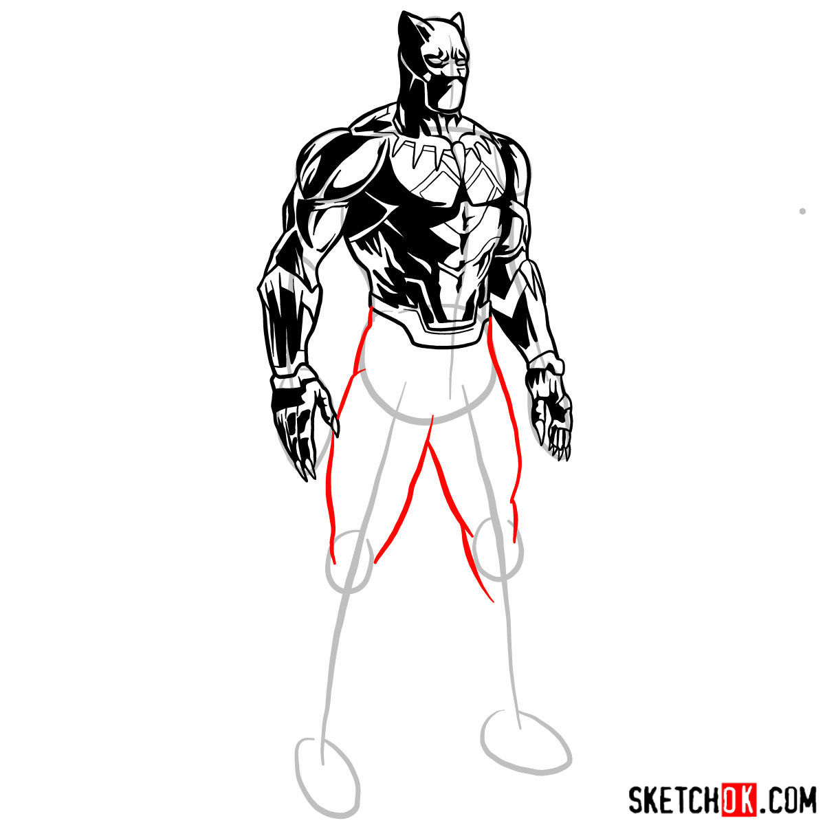 How to draw Black Panther from Marvel - step 13