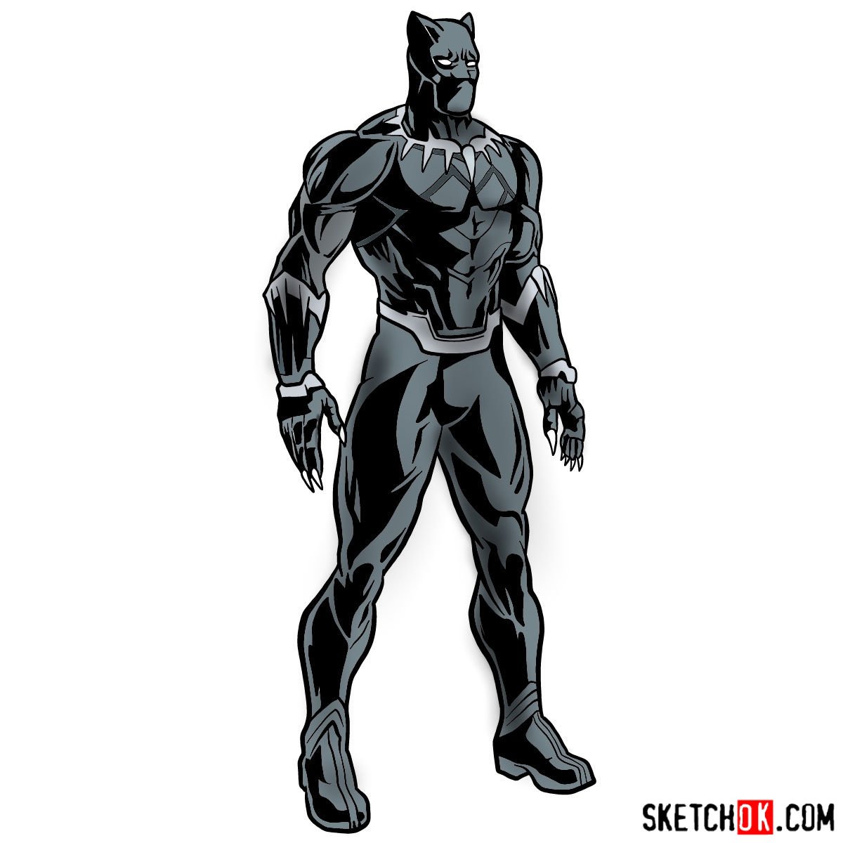 How to draw Black Panther from Infinity War 2018 film