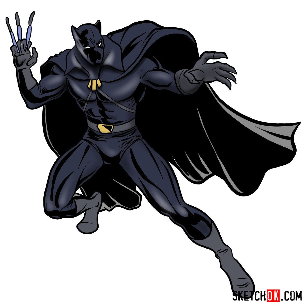 Cartoon Sketch Cartoon Black Panther Drawing