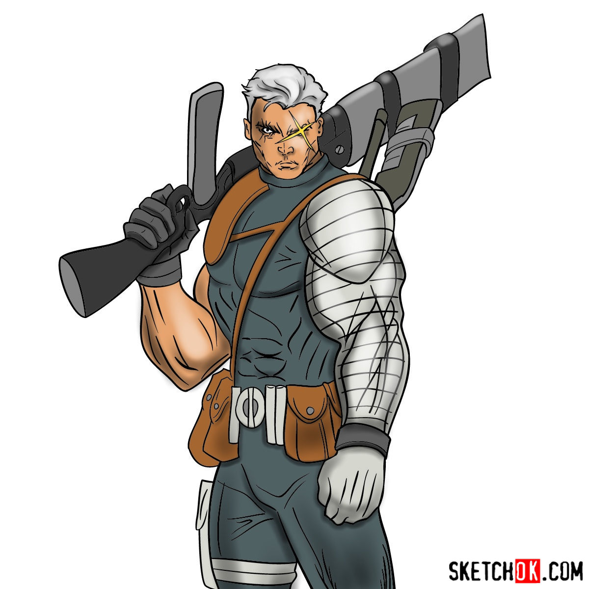How to draw Cable with a gun
