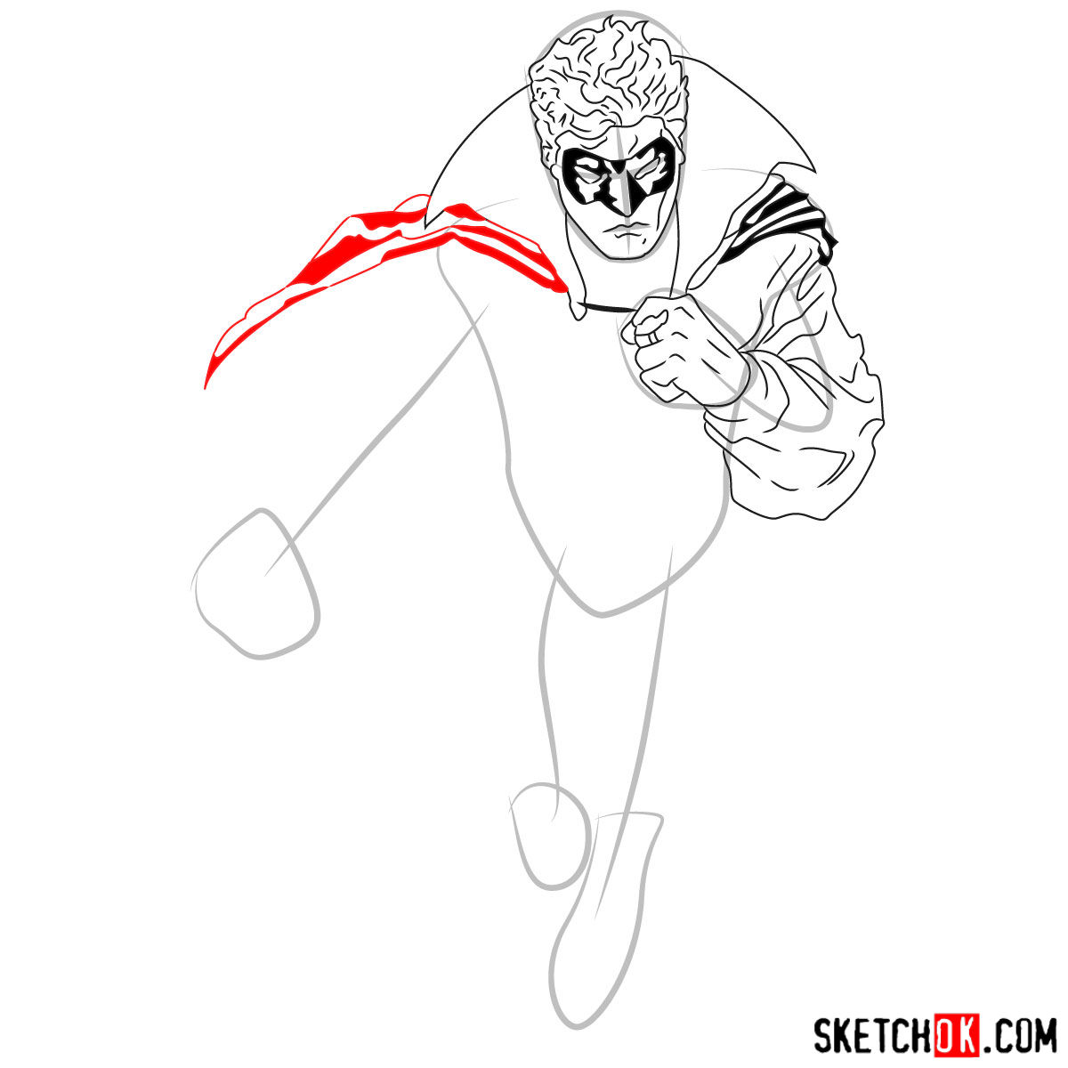 How to draw Alan Scott the first Green Lantern - step 09