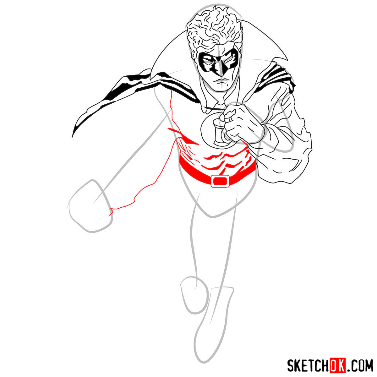 How to draw Alan Scott the first Green Lantern - step 11