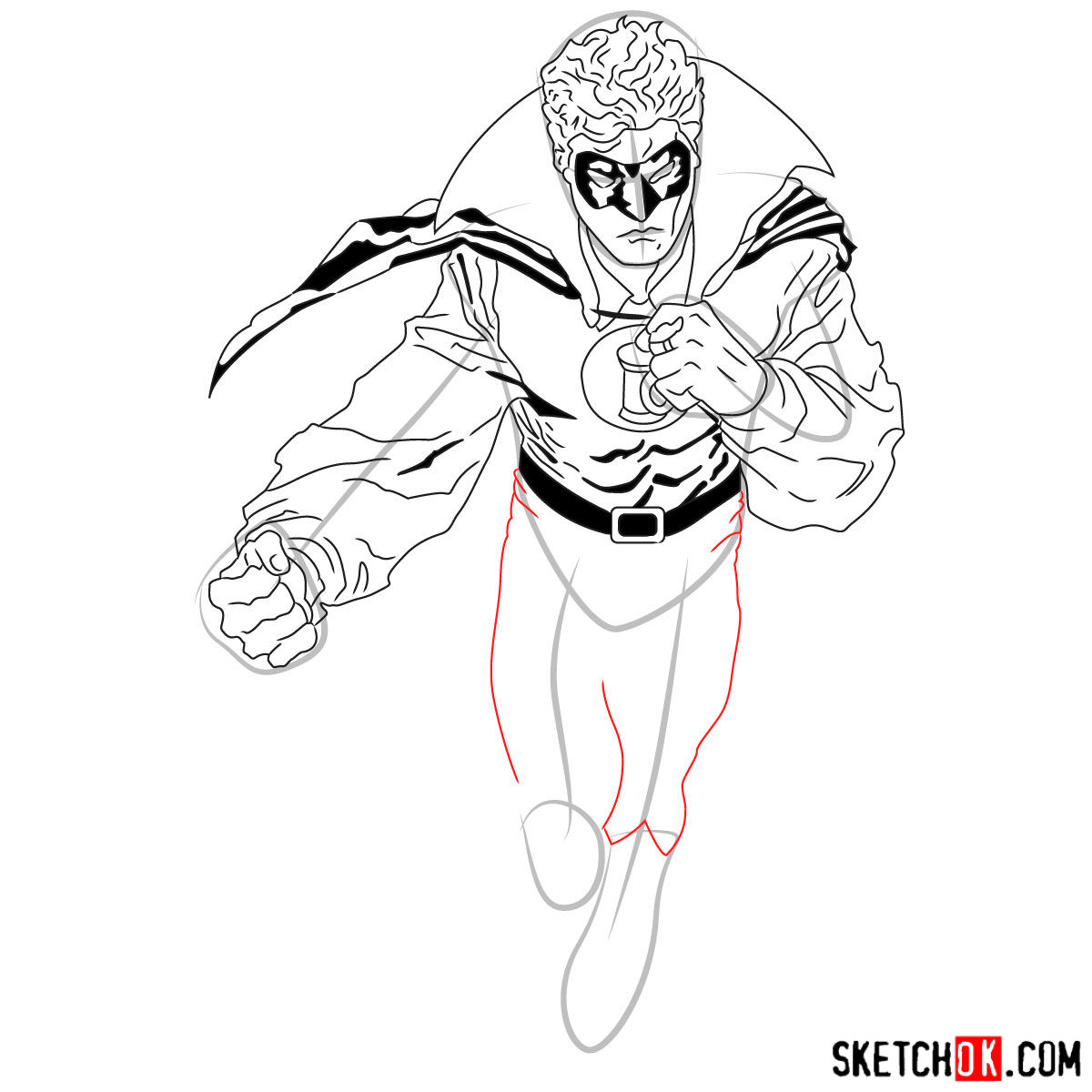How to draw Alan Scott the first Green Lantern - step 14
