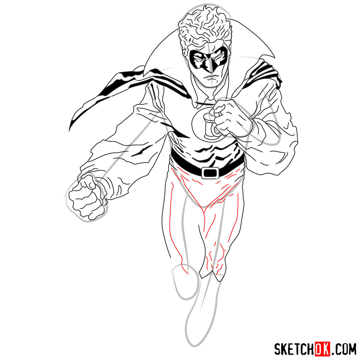 How to draw Alan Scott the first Green Lantern - step 15